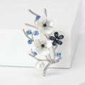 White Blossom Branch Brooch With Pearl in Blue or Pink Palette view 4