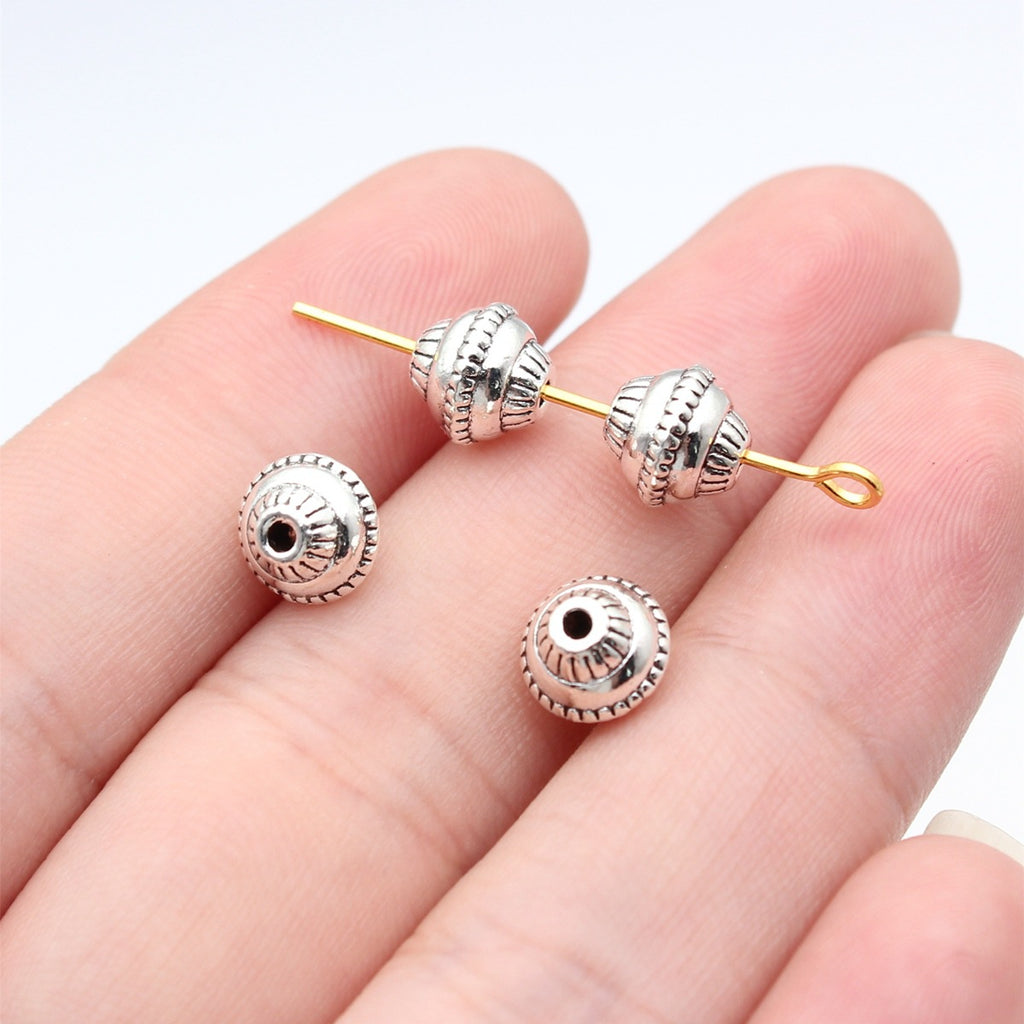 7.8x7.8x7.2mm 1.05g Antique Silver Zinc Alloy Round Small Hole Spacer Beads for DIY Bracelet Jewelry Making