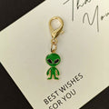 Green Enamel Alien Keychains Gold Lobster Clasp Four Styles view 6