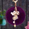 Wooden-Heart Purple-Fur-Pom