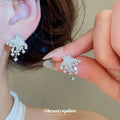 Crystal Star Fringe Stud Earrings in Silver and Gold Tones view 4