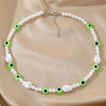 Faux Pearl and Colored Evil Eye Necklaces in Seven Colors view 7