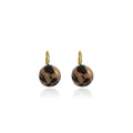 Leopard Print Round Bead Gold Small Huggie Earrings view 5