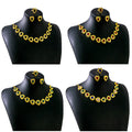 Gold Heart Crystal Necklace Earring Ring Jewelry Set view 1