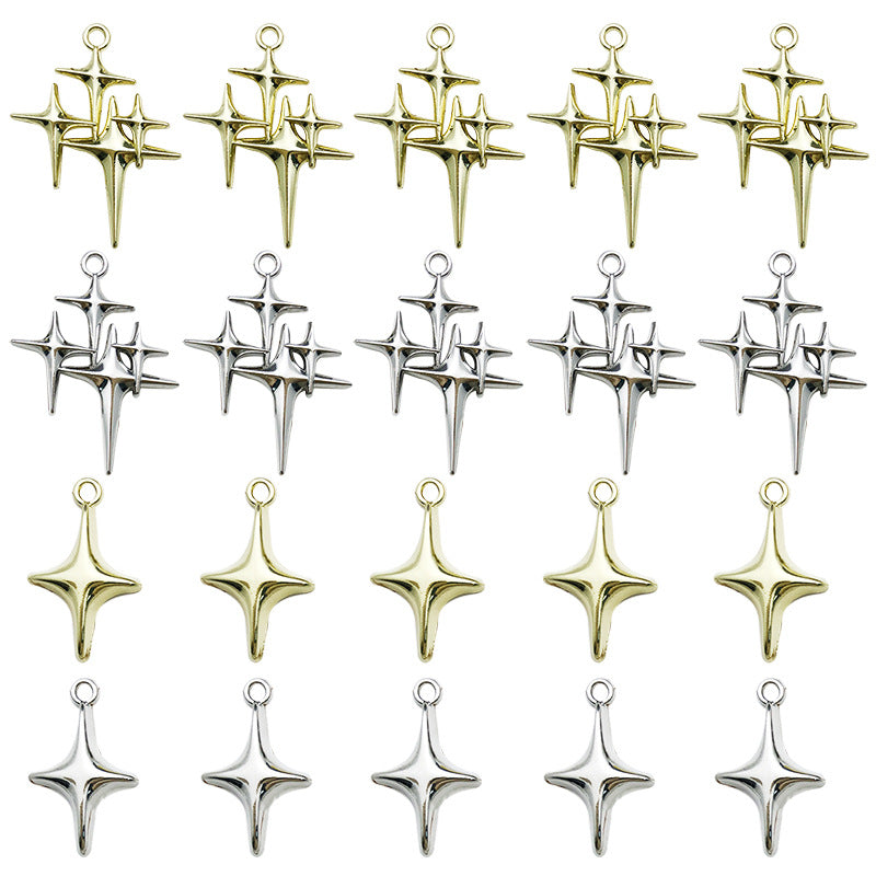 Antique Silver Zinc Alloy Cross Star Charm Pendant for DIY Bracelet Necklace Keychain