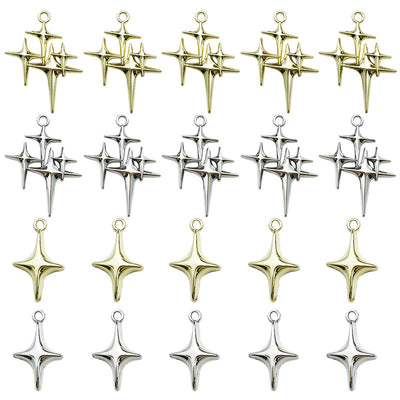 Yellow cross charms arranged on a light background