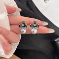 Black and Gold Flower Pearl Look Round Dangle Earrings view 6