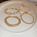 Silver Tone Four Piece Bracelet Stack With Mixed Chain Links view 4
