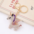 Rhinestone Winged Unicorn Keychains Clear Body 3 Mane Colors view 1