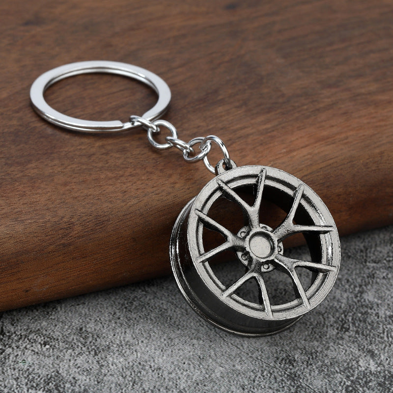Auto Parts Metal Keychain Turbo Gear Wheel Brake Disc Caliper Charm