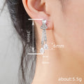 Twin-Tail Pear-Shaped Clear Stone Long Earrings In Silver Tone view 4