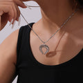 Twisted Horn Pendant Snake Chain Necklace Gold Or Steel view 4