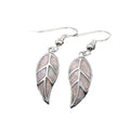 Silver Opal Glitter Leaf Drop Hook Earrings Pair Metal view 5