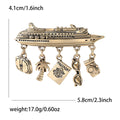 Antique Metal Cruise Ship Brooch Travel Charm Pin Two Tones view 2