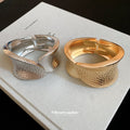Irregular Hammered Oval Hinge Cuff Bracelet 2 Tones view 2