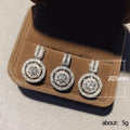 Silver Tone Round Double Halo CZ Pendant Necklace Chain view 5