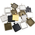 Square Cabochon Pendant Trays in Multiple Metal Finishes view 2