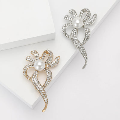 crystal loop pearl floral brooch group view