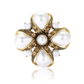 Pearl Petal Flower Brooch in Gold Silver or Black Tone view 5