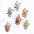 Large Filigree Rhinestone Butterfly Brooch Six Colors view 1