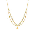 Double Layer Lucky Disc Necklace Bracelet Gold Steel view 5