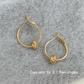 Gold Knot Accent Teardrop Hoop Earrings Lever Back view 3