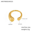 Open Teardrop Hammered Rings Gold Steel Free Size Adjustable view 6