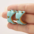 Stainless Steel Enamel C Shape Oil Drip Stud Earrings Mint White view 4
