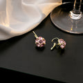 Pink Crystal Ball Lever Back Earrings Gold Setting view 4