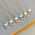 Butterfly Crystal and Pearl Look Wreath Necklace in Five Colors view 1