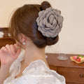 Oversized Fabric Rose Hair Claw In Six Solid Colors And Sizes view 4