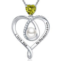 Silver Tone Infinity Heart Pearl Pendant Necklace Polished Chain Fashion Jewelry view 1