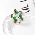 Green Gold Tone Sea Turtle Enamel Metal Brooch Pin view 4