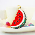 Red And Green Watermelon Slice Keychain With Ring And Lobster Clasp view 2