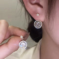 Silver Tone Pearl Crystal Front Back Stud Earrings view 5