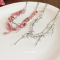 Layered Crystal Bead Necklaces in Pink and Clear Colorways view 4