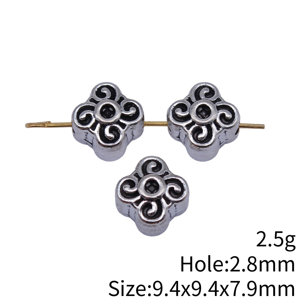 9.4x9.4x7.9mm 2.5g Multicolor Zinc Alloy Patterned Large Hole Spacer Beads for DIY Bracelet Jewelry Making