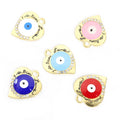 Crystal Rim Heart Evil Eye Charms in Five Colors and Two Metal Tones view 2