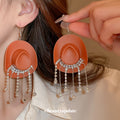 Cowboy Hat Crystal Tassel Hook Earrings In Four Colors view 4