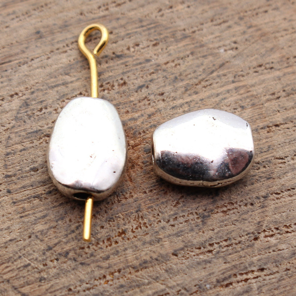 9.7x7.7x3.8mm 1g Antique Silver Tone Zinc Alloy Hammered Irregular Loose Metal Beads for DIY Jewelry