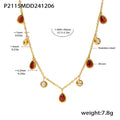 Teardrop Crystal Station Necklace in Five Color Styles view 7