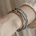 Green Gray Multistrand Bead Bracelet With Braided Cord Closure view 2