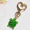 Green Turtle Charms with Gold Tone Heart Clasps in Two Designs view 6