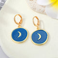 Gold Tone Crescent Disc and Yin Yang Heart Huggie Earrings view 5