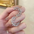 Silver Tone Leaf Wreath Stud Earrings with Clear Stones view 1