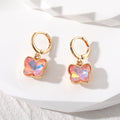 Gold Tone Crystal Butterfly Huggie Earrings in Five Colors view 7