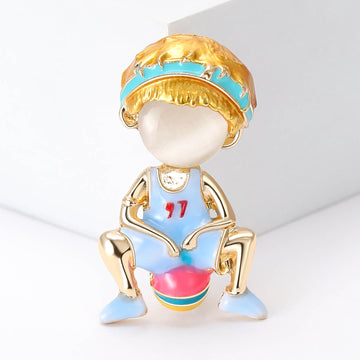 Basketball Player Brooch In 1 Style With Polished Metal Details