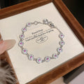 Round Halo Crystal Pink Center Link Bracelet Gold Silver view 6
