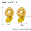 Glass Cluster Drop and Sculptural Stud Earrings in Gold Tone view 9