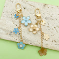 Rose, Blossom and Flower Charm Keychains Featuring Blue Butterfly Across 21 Variations view 3